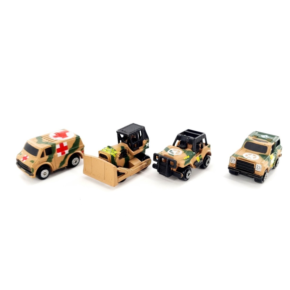 Vtg Galoob Micro Machines Military Vehicles Lot Of 4 Ambulance Jeep Bulldozer